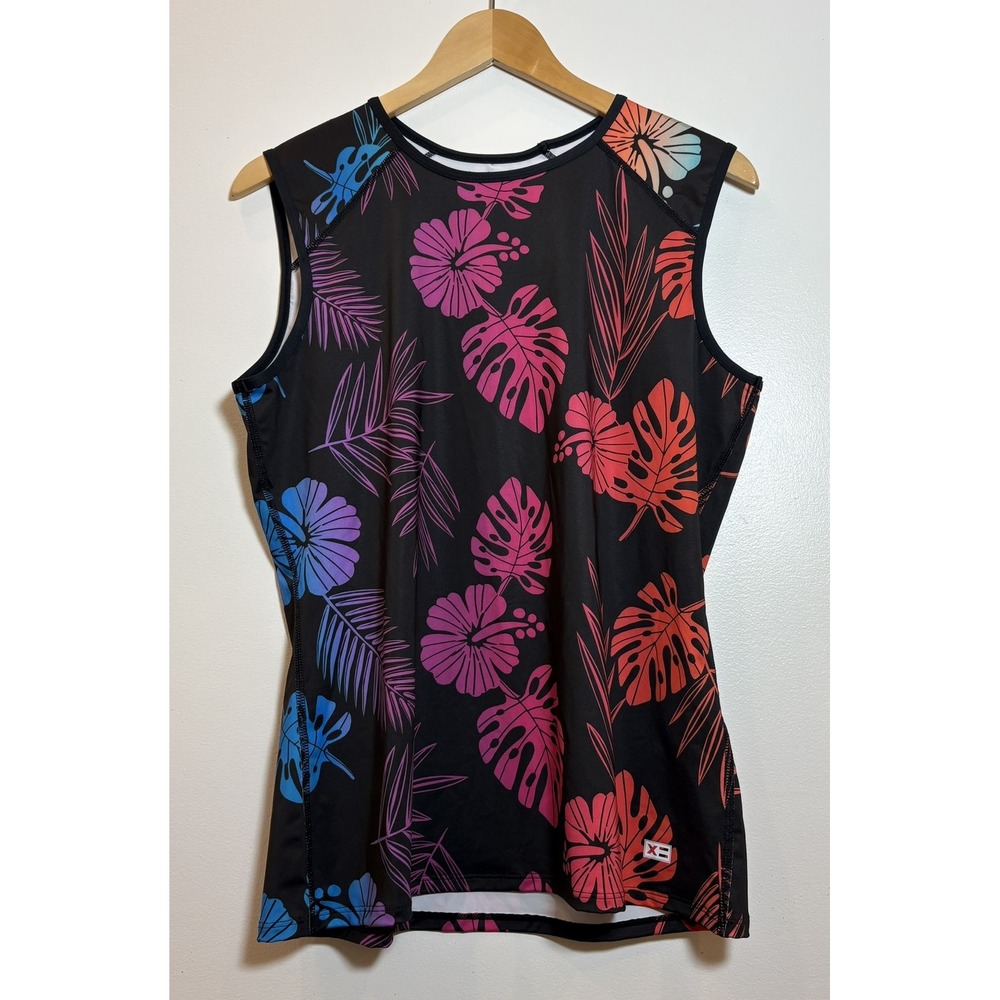 TomboyX Performance Tank L/XL Tropical Floral Athletic Muscle Top Gender Neutral - Picture 3 of 10